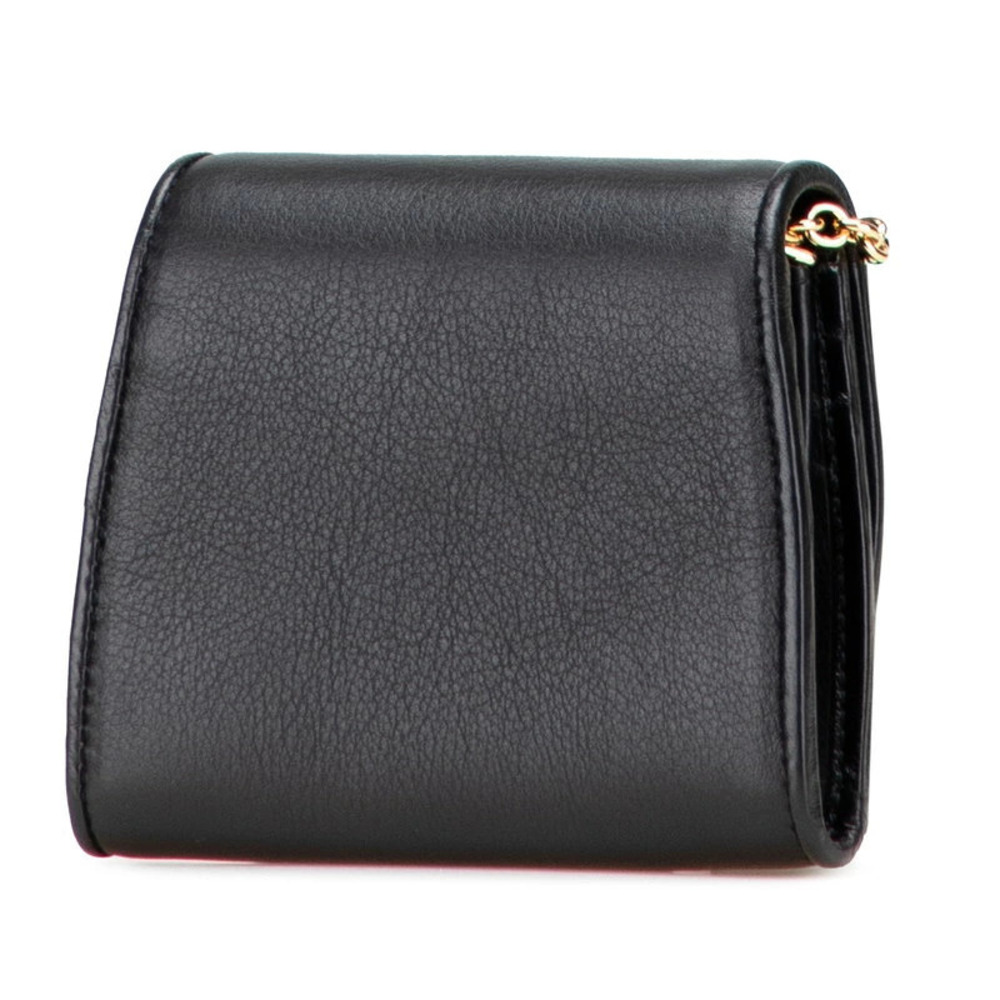 Gucci Black Shoulder GG Wallet Leather Interlocking Chain Blondie Black